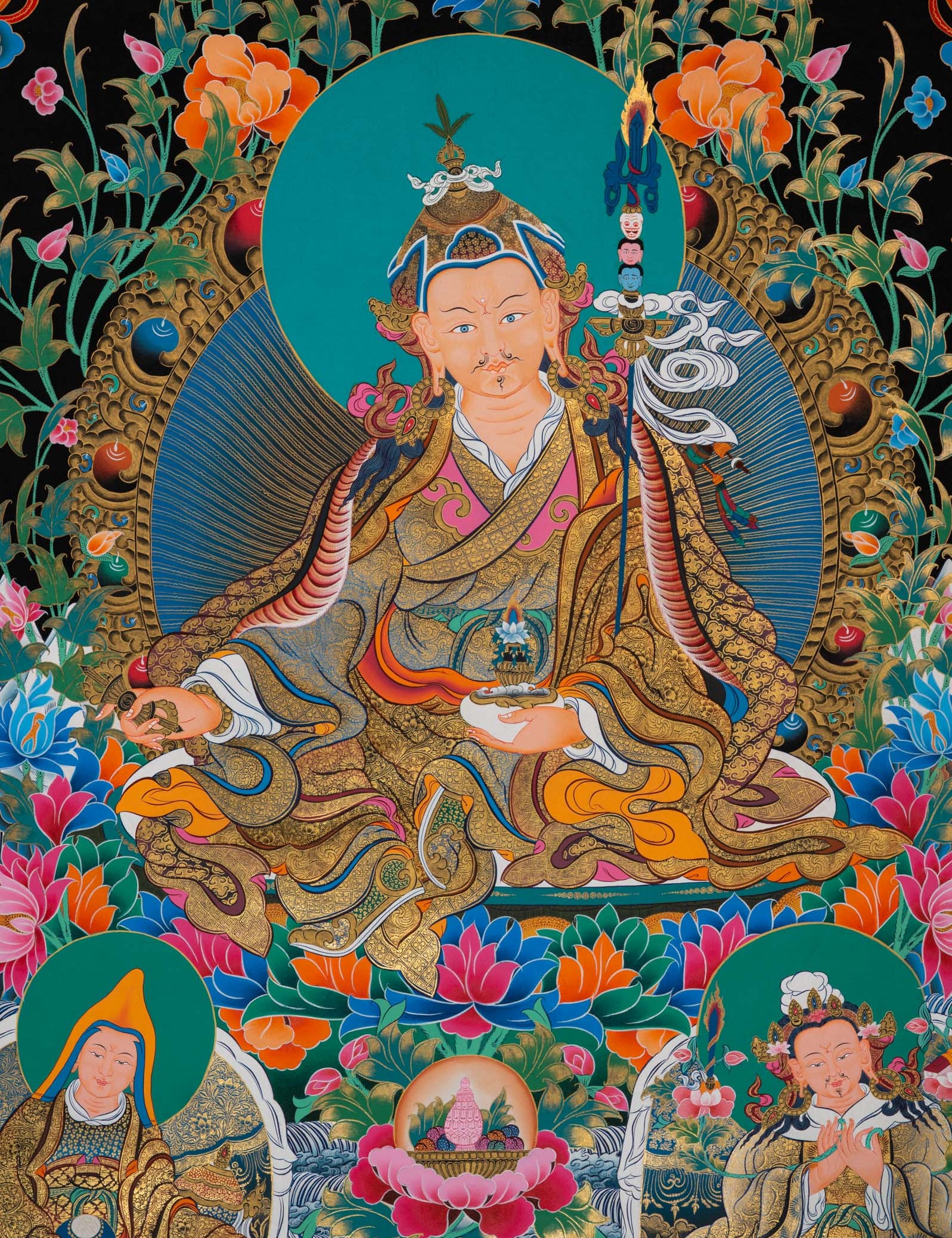 Guru Rinpoche Meditation Thangka - Handpainted Art