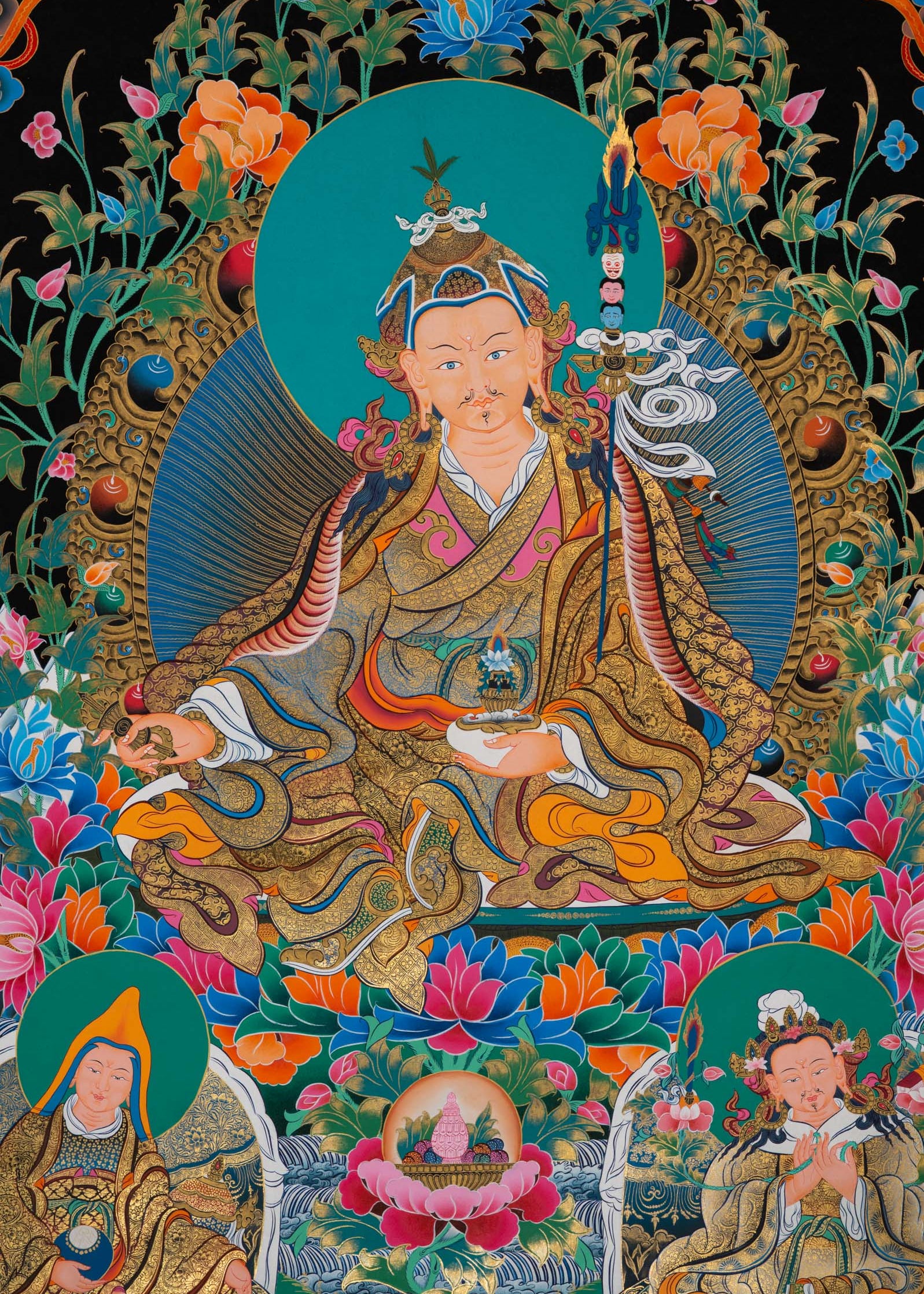 Guru Rinpoche Meditation Thangka - Handpainted Art