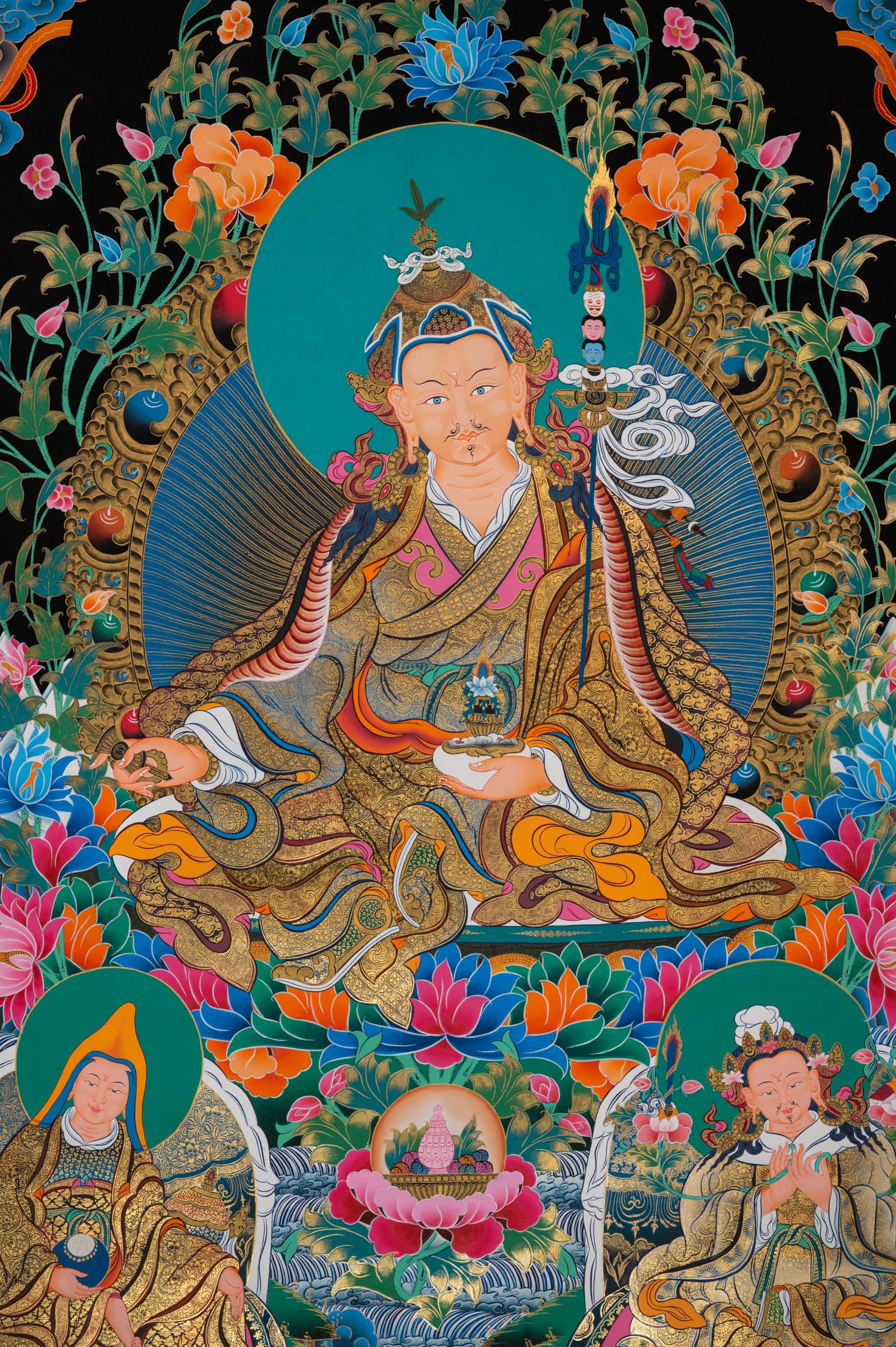 Guru Rinpoche Meditation Thangka - Handpainted Art
