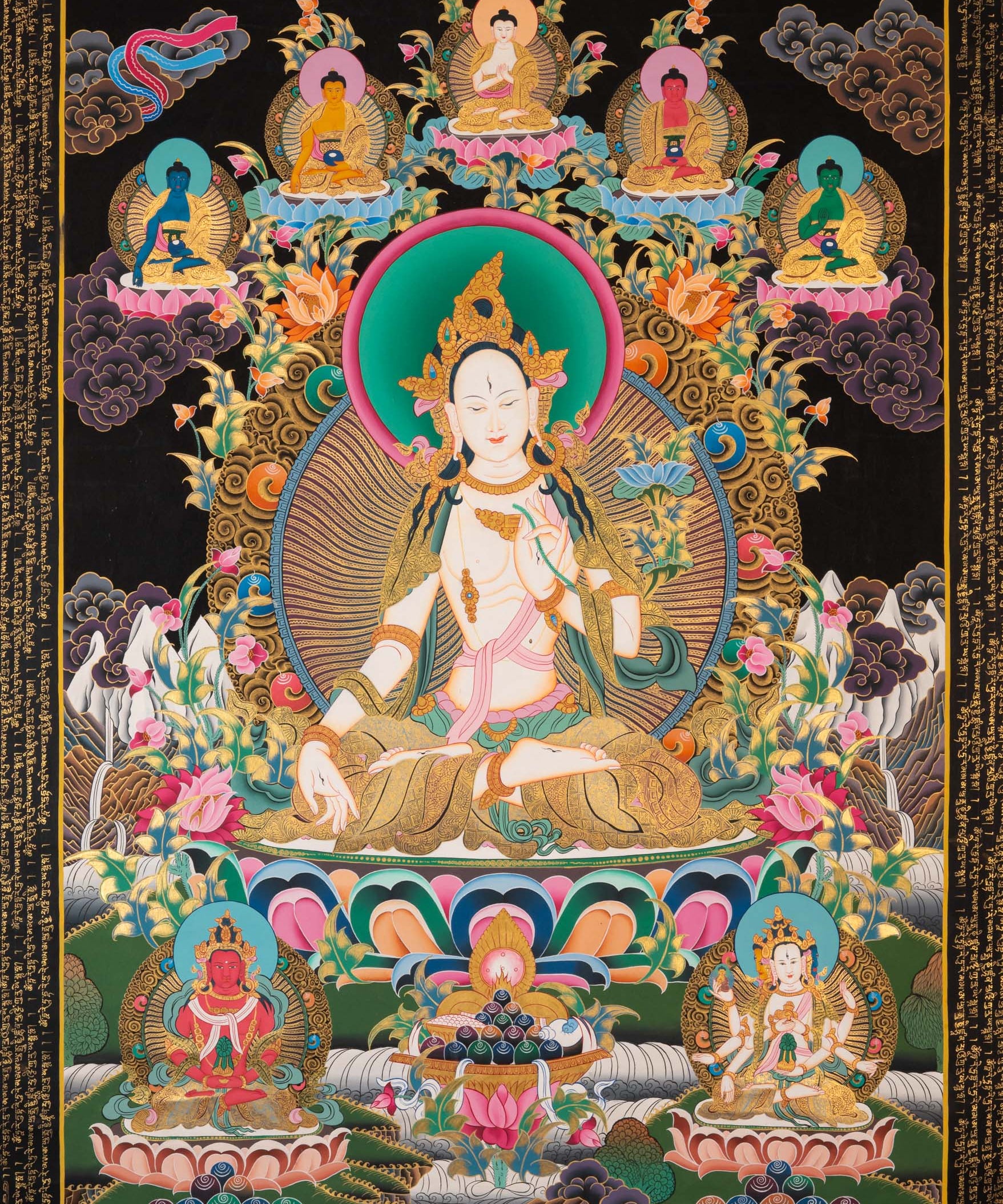 White Tara Thangka - Sacred Tibetan Painting