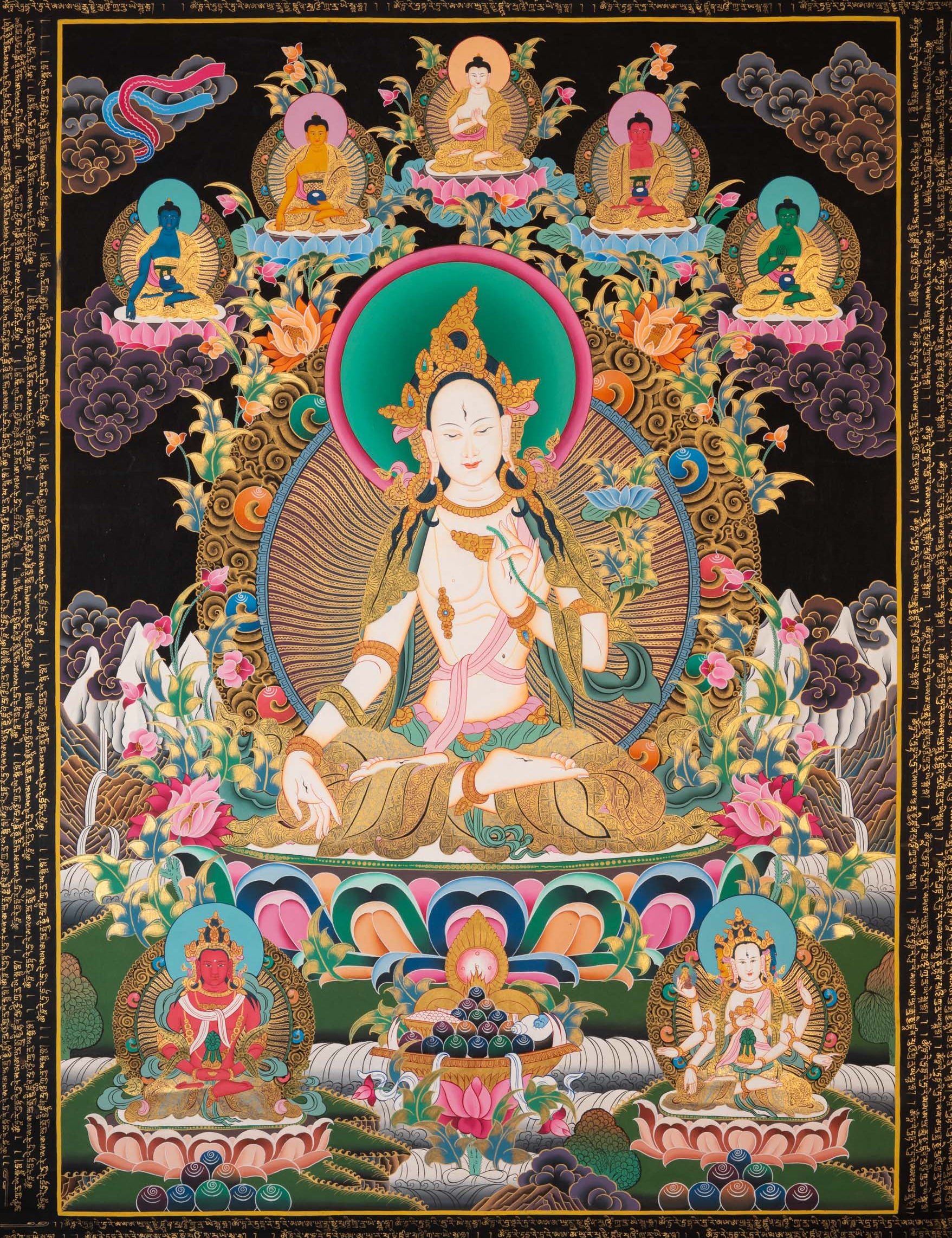 White Tara Thangka - Sacred Tibetan Painting