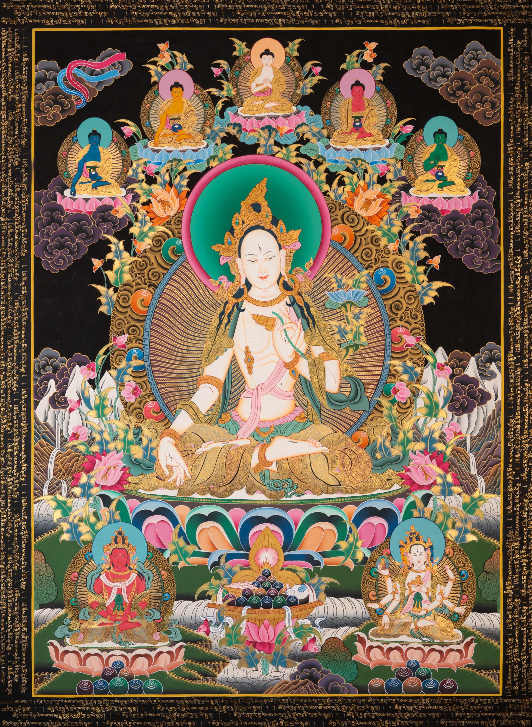White Tara Thangka - Sacred Tibetan Painting