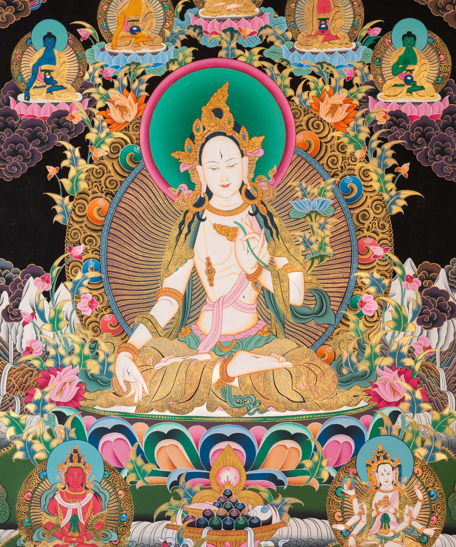 White Tara Thangka - Sacred Tibetan Painting