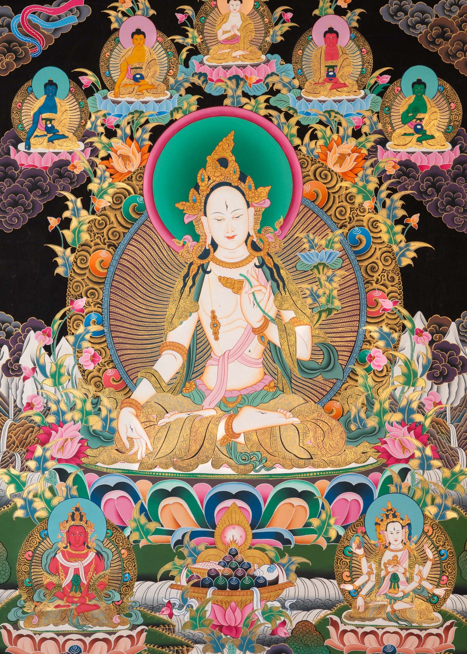 White Tara Thangka - Sacred Tibetan Painting