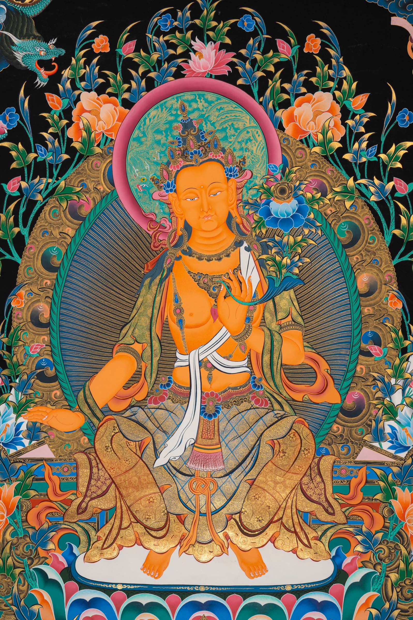 Maitreya Buddha Thangka - Sacred Handpainted Art