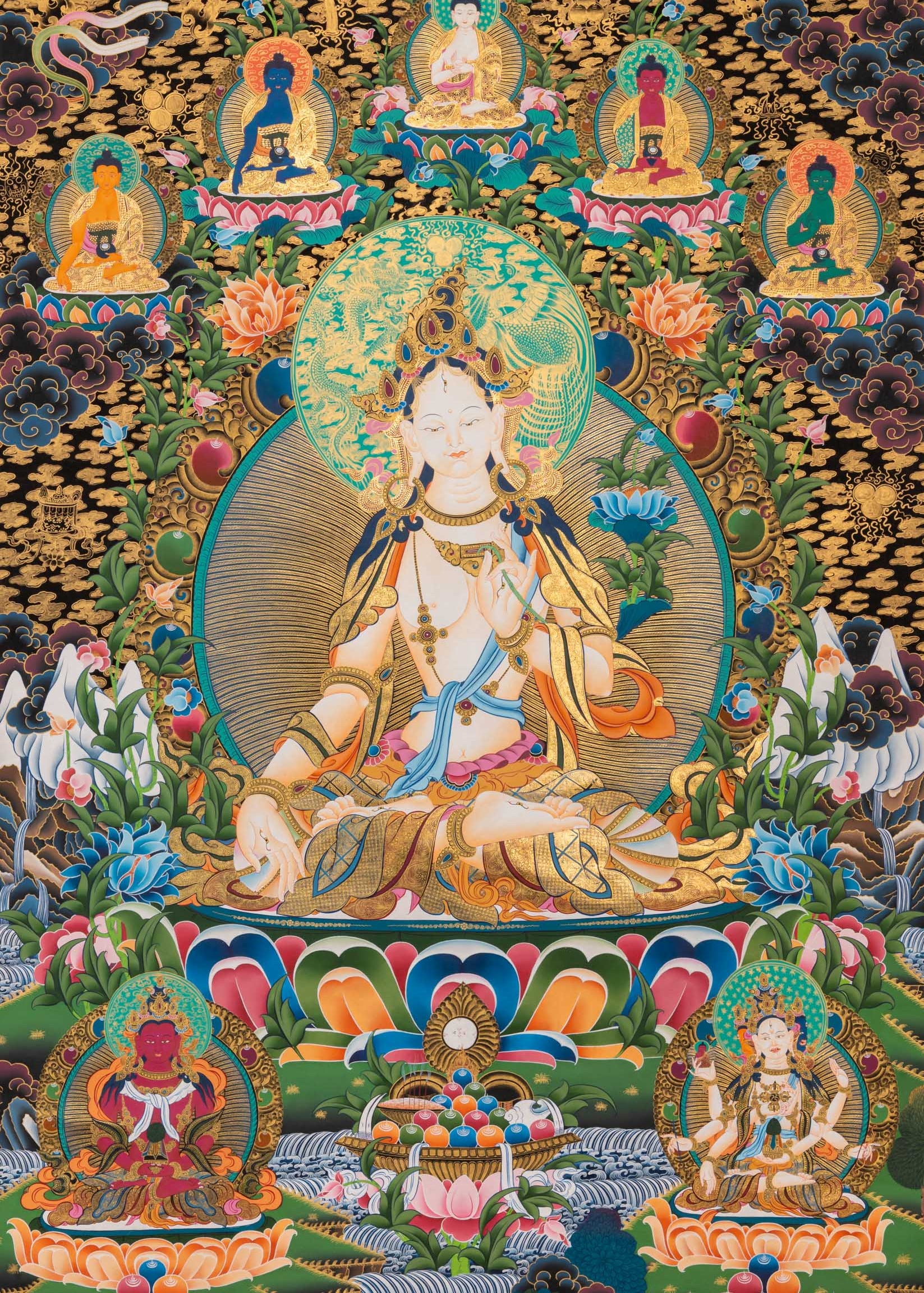 White Tara Thangka Painting - Sacred Art