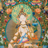 White Tara Thangka Painting - Sacred Art