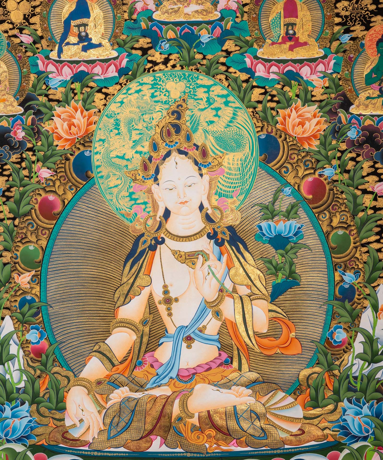 White Tara Thangka Painting - Sacred Art