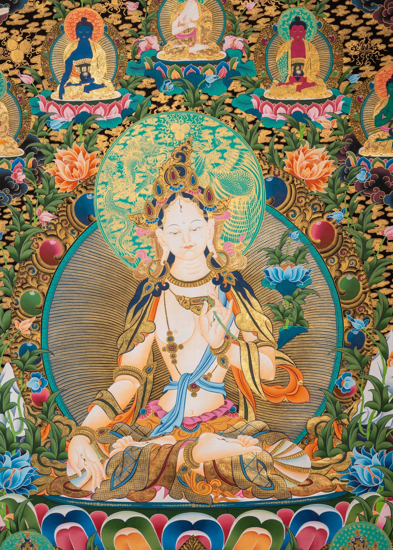 White Tara Thangka Painting - Sacred Art