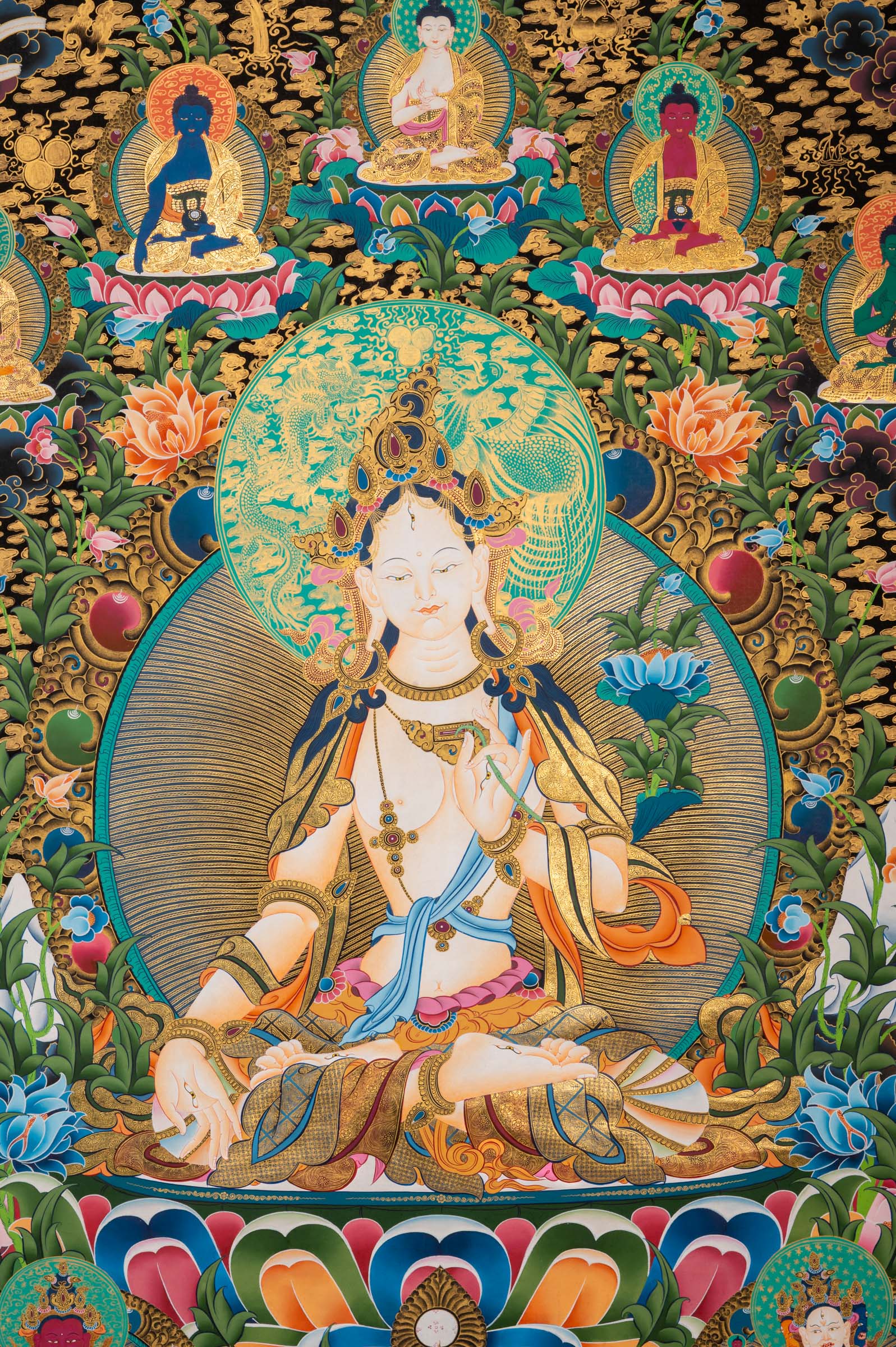 White Tara Thangka Painting - Sacred Art