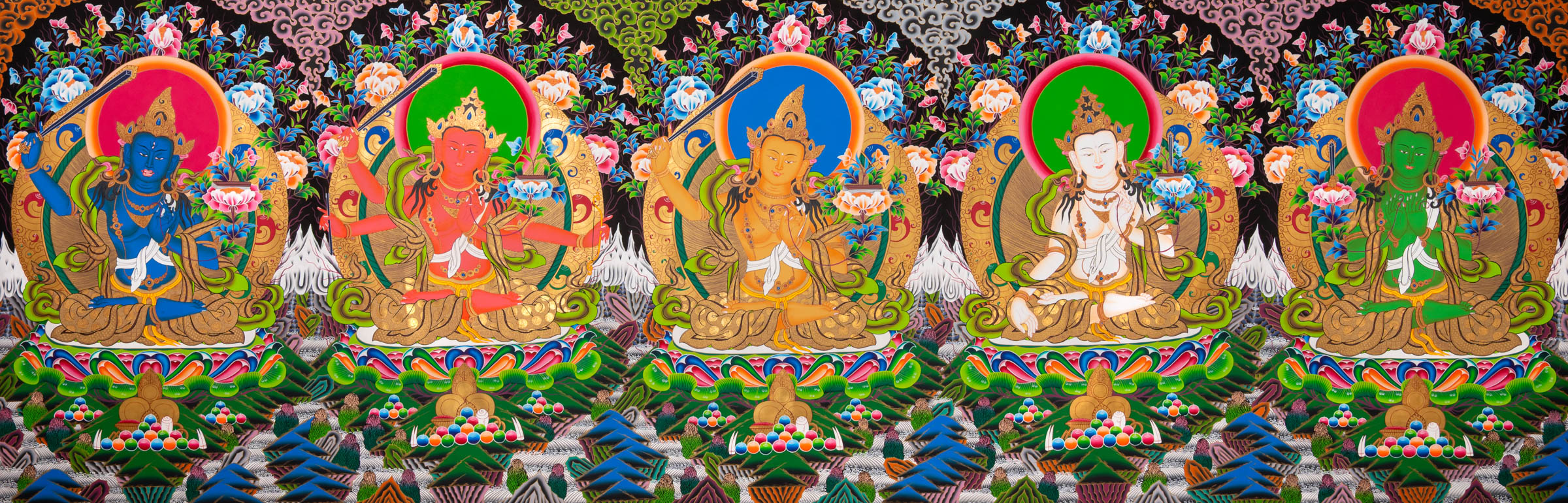 Five Manjushri Thangka Painting - Tibetan Sacred Art
