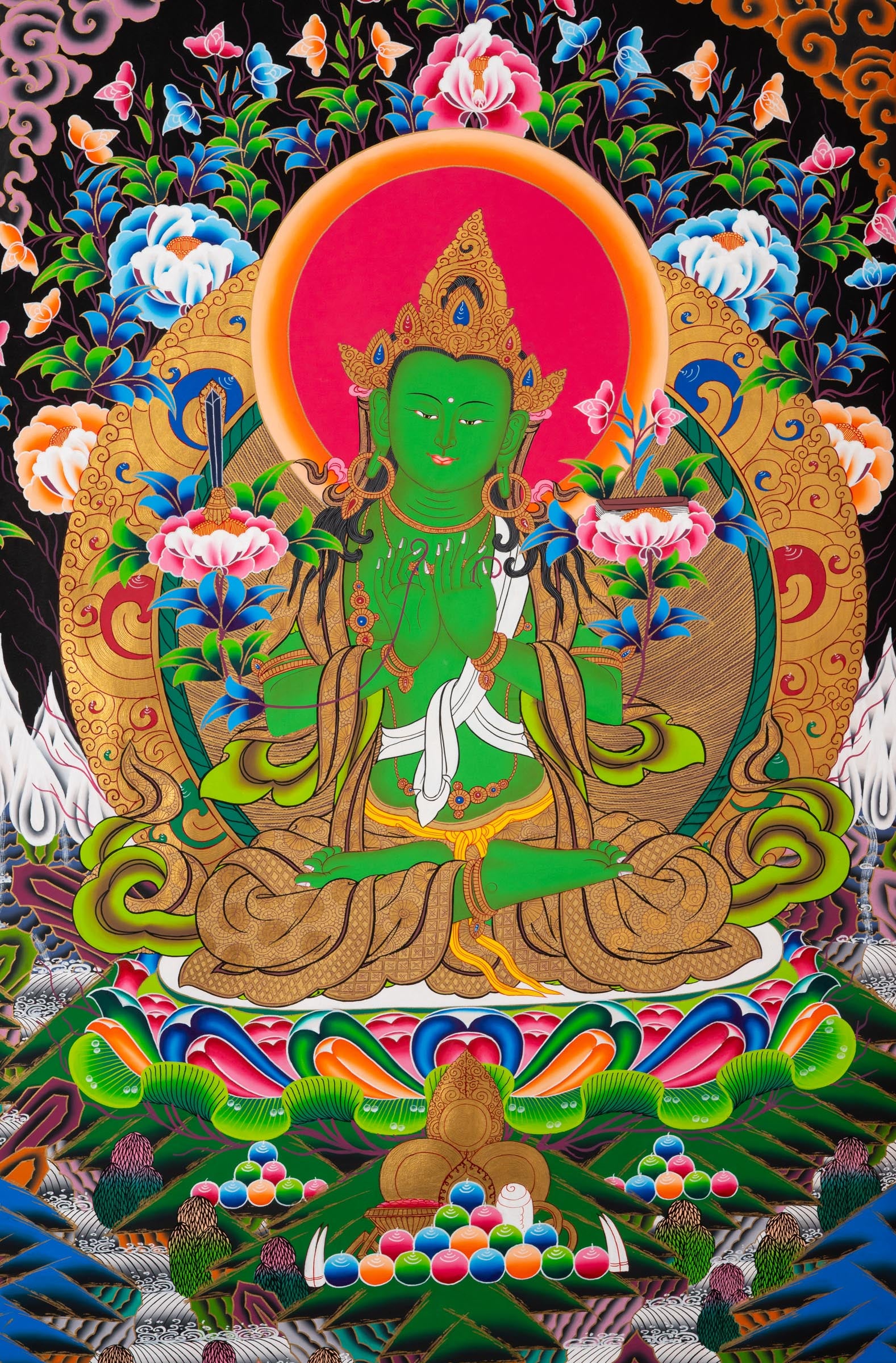 Five Manjushri Thangka Painting - Tibetan Sacred Art