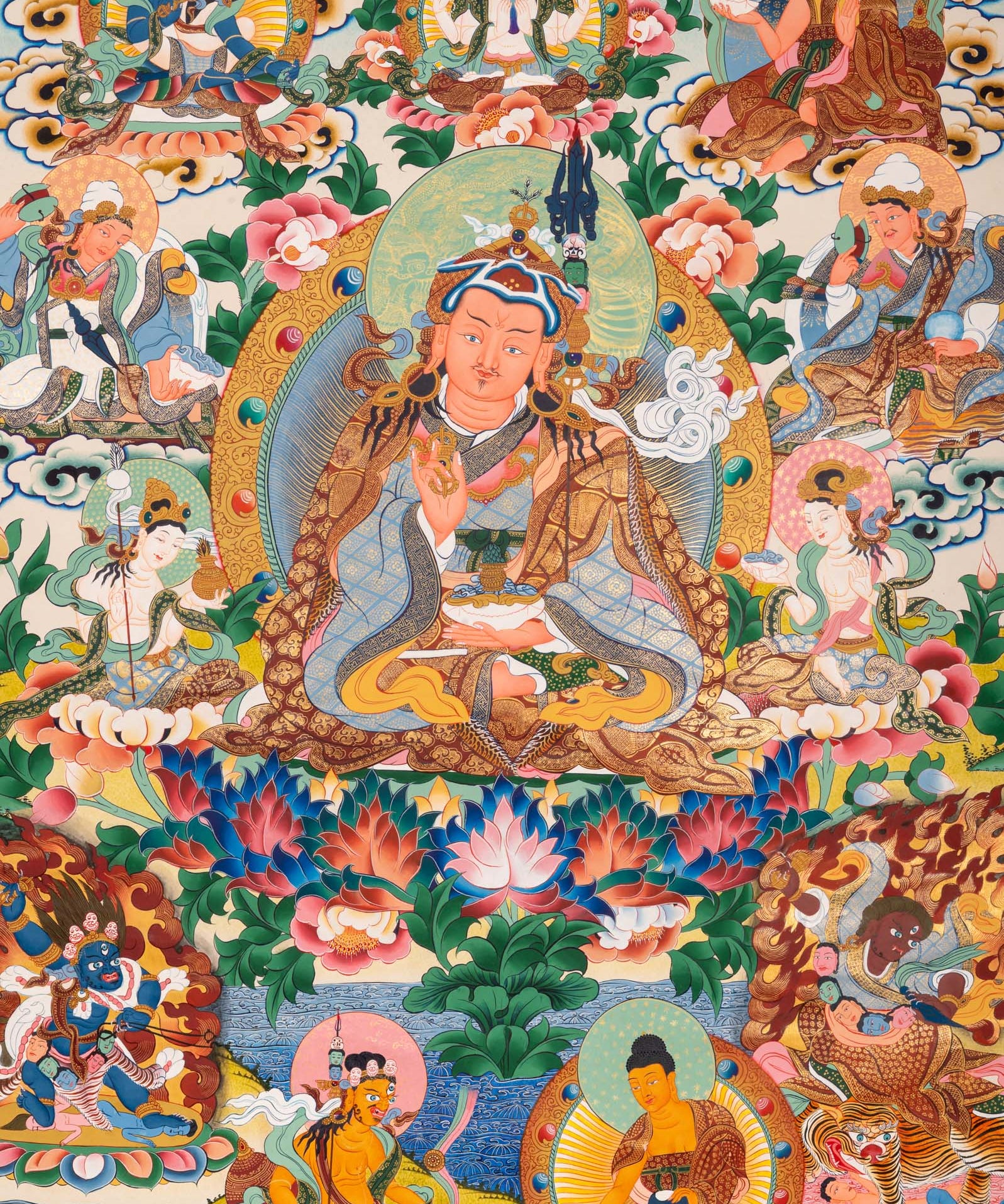 Guru Rinpoche (Padmasambhava) Thangka - Sacred Tibetan Painting