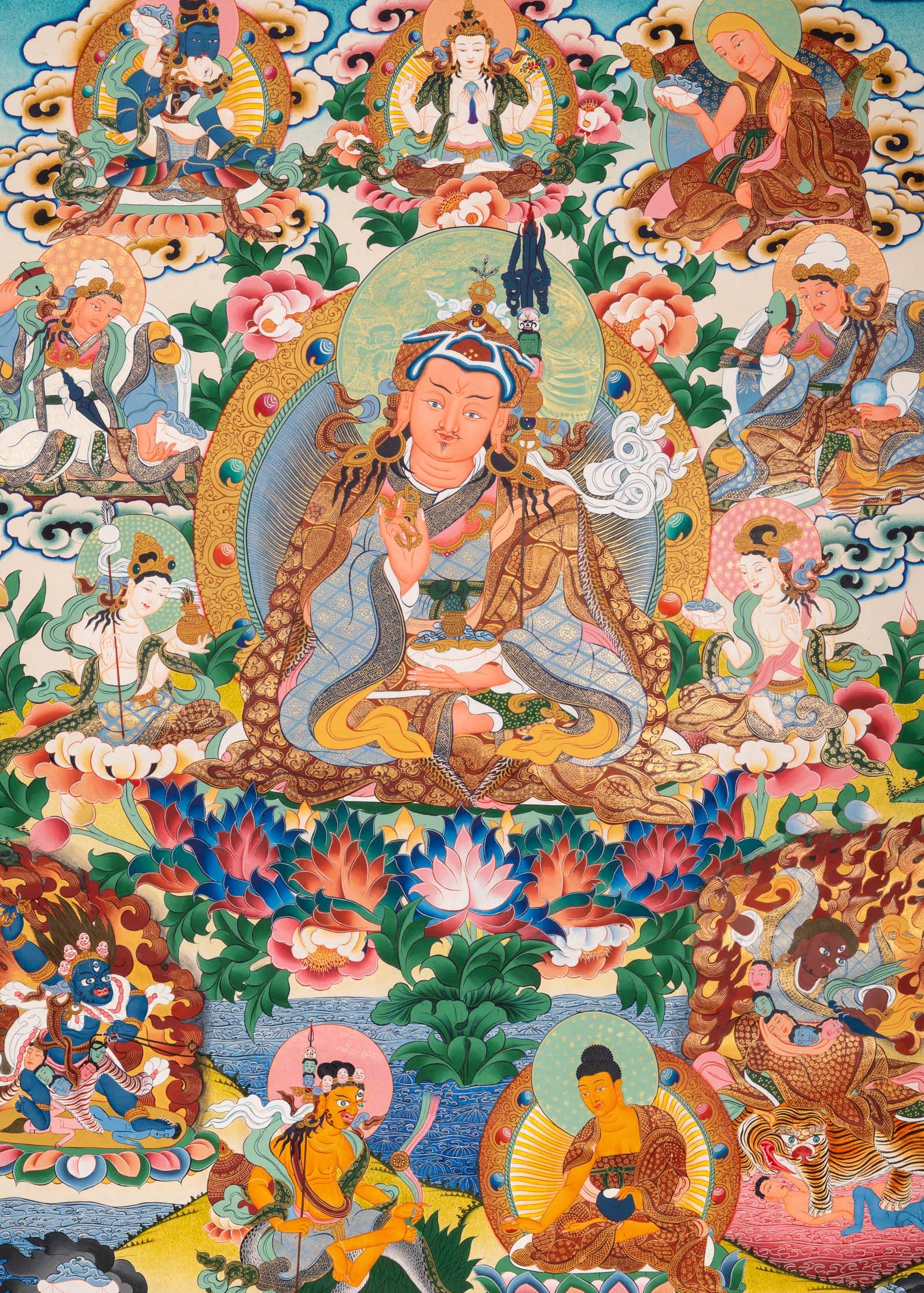 Guru Rinpoche (Padmasambhava) Thangka - Sacred Tibetan Painting