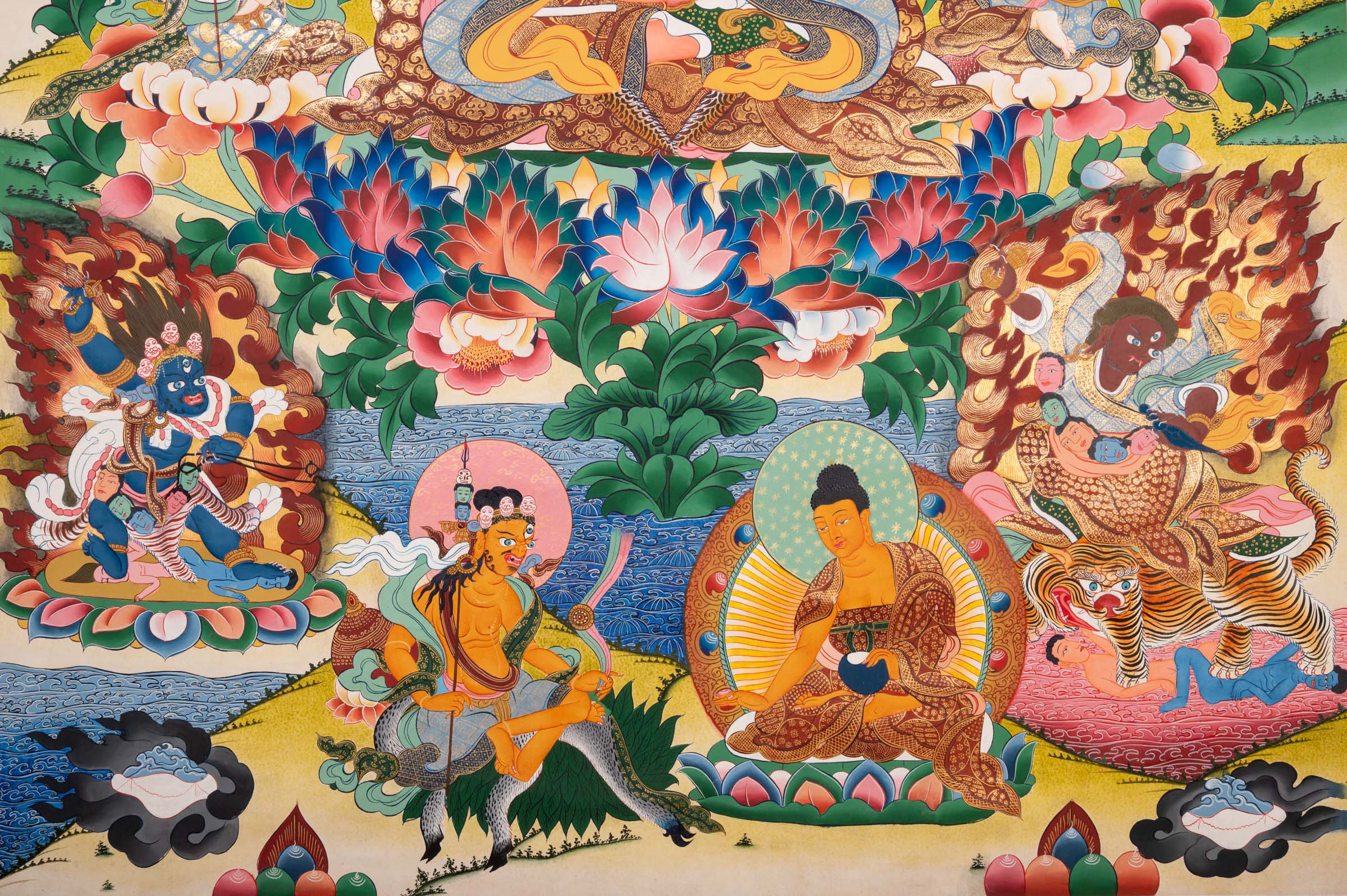 Guru Rinpoche (Padmasambhava) Thangka - Sacred Tibetan Painting