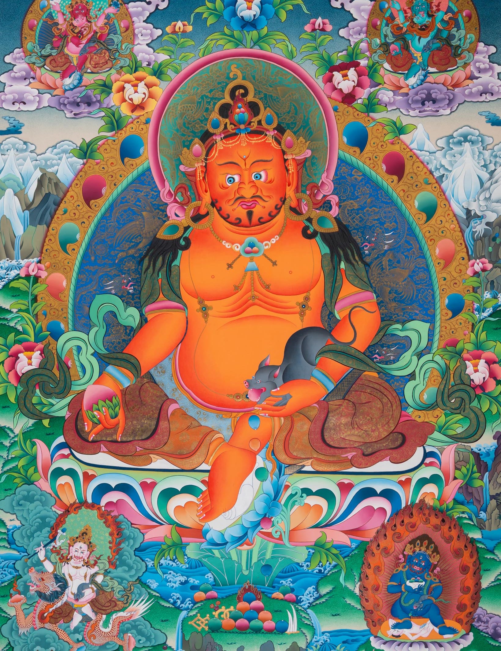 Pancha Jambhala Thangka - Handpainted Tibetan Art