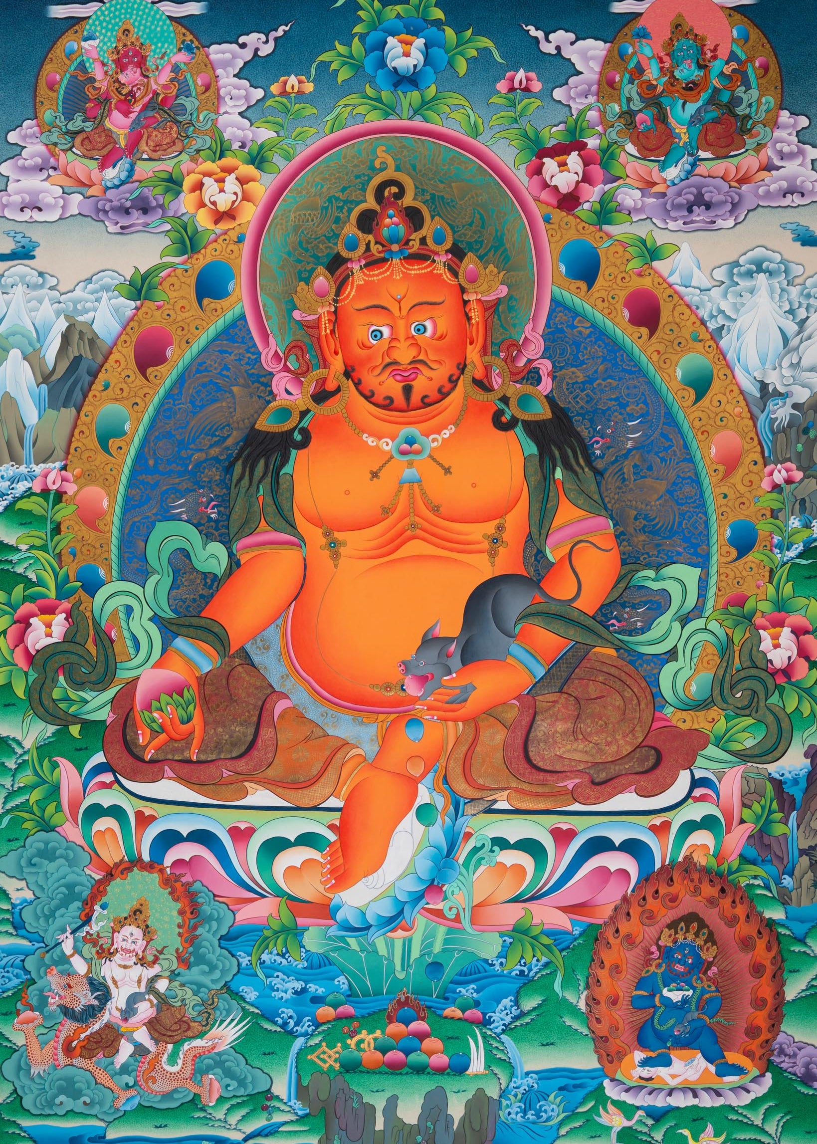 Pancha Jambhala Thangka - Handpainted Tibetan Art