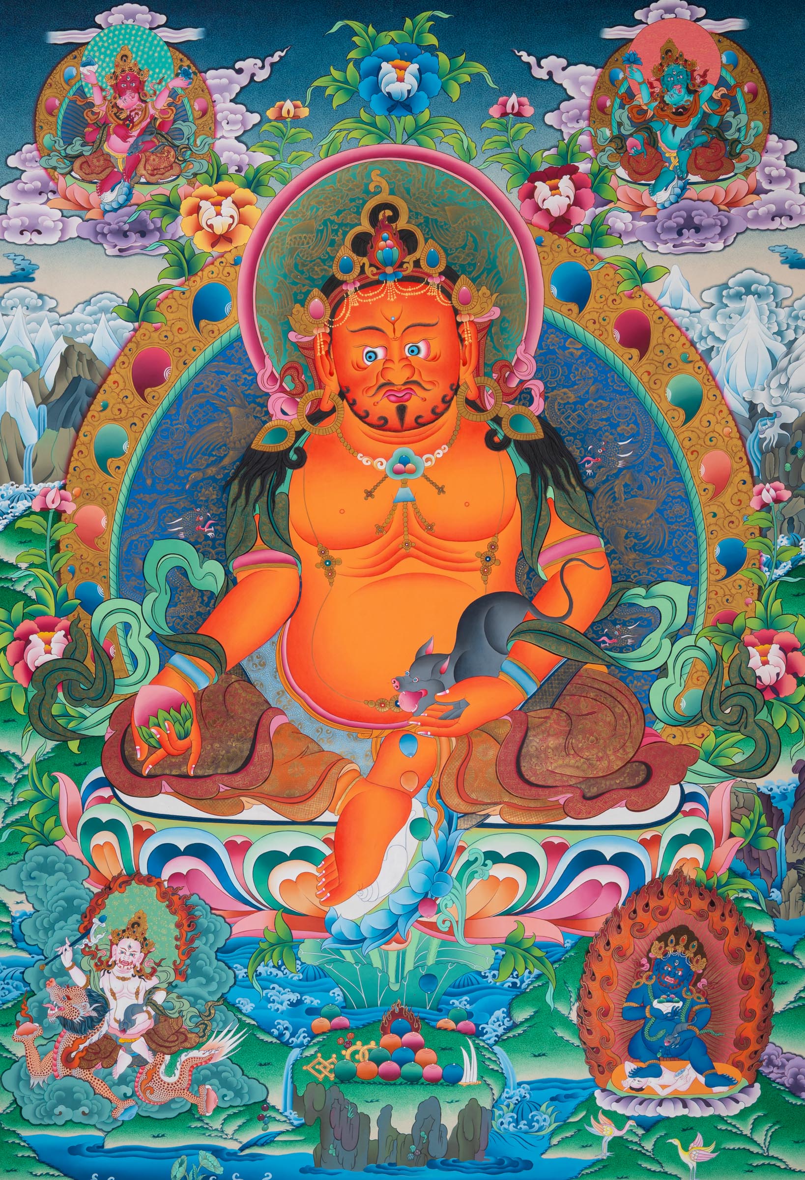 Pancha Jambhala Thangka - Handpainted Tibetan Art