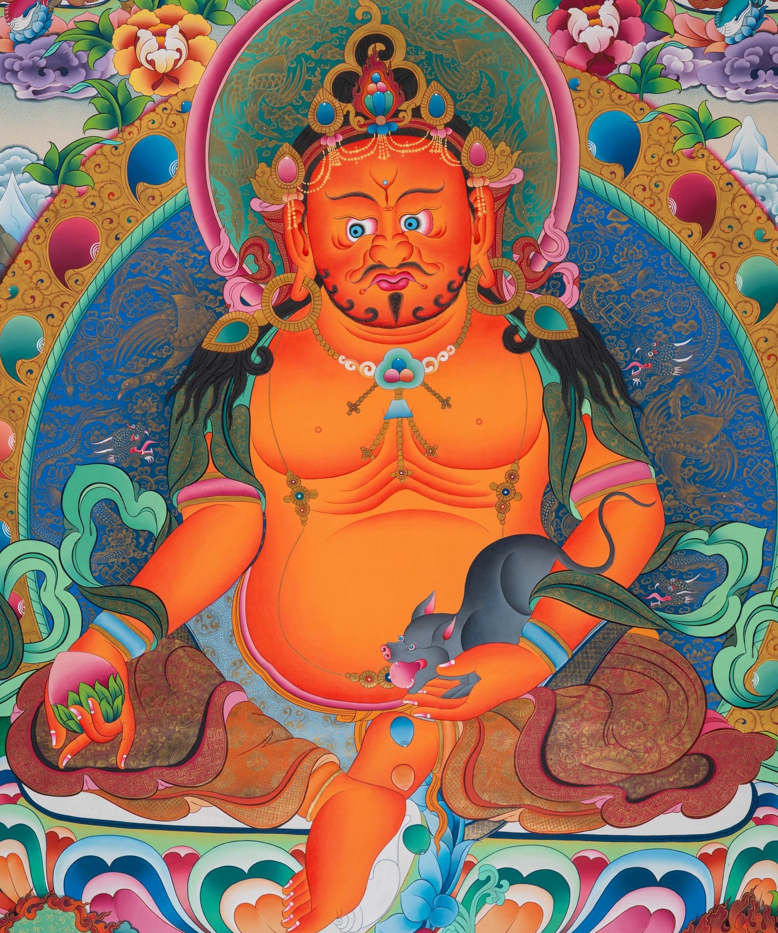 Pancha Jambhala Thangka - Handpainted Tibetan Art