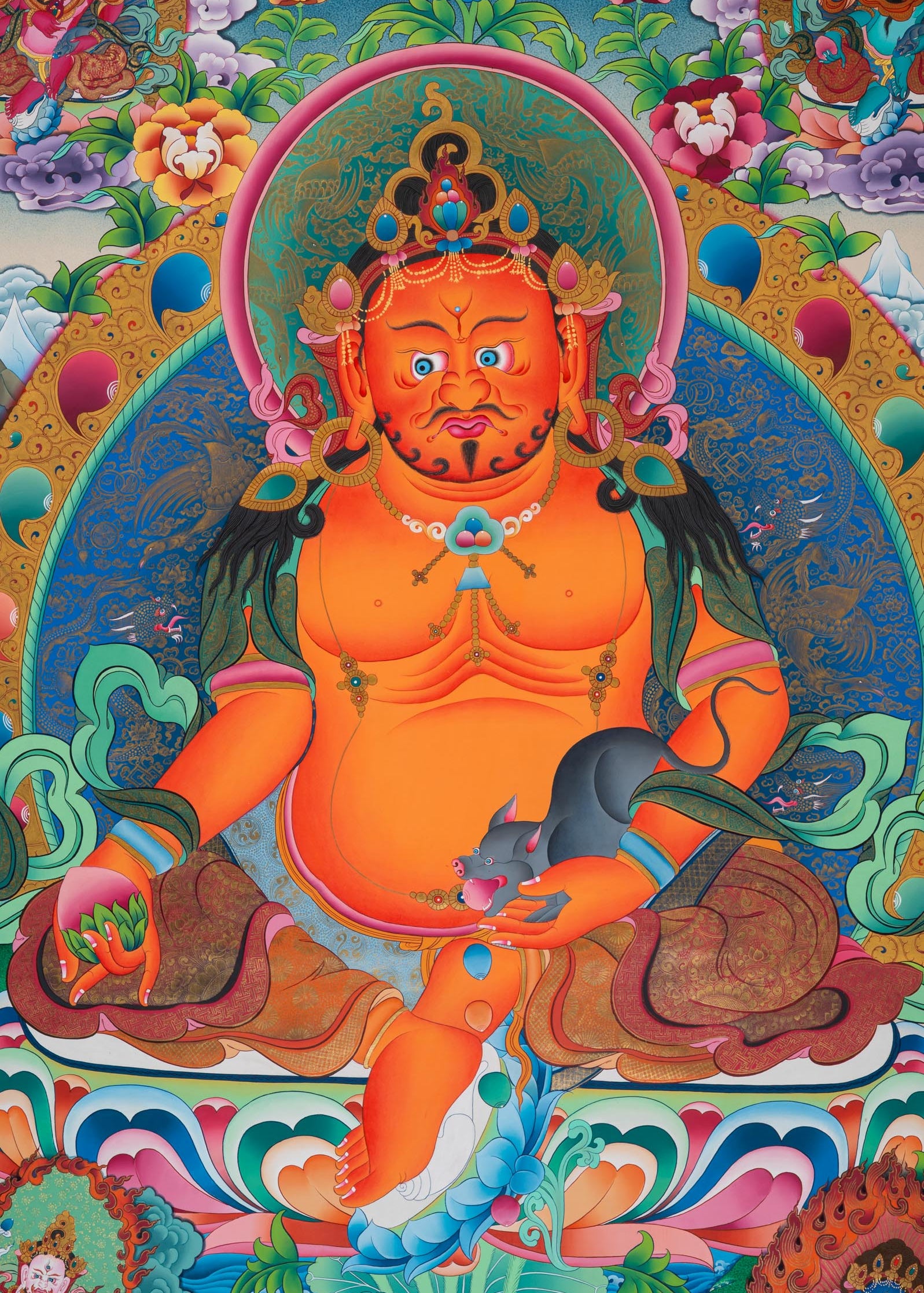 Pancha Jambhala Thangka - Handpainted Tibetan Art