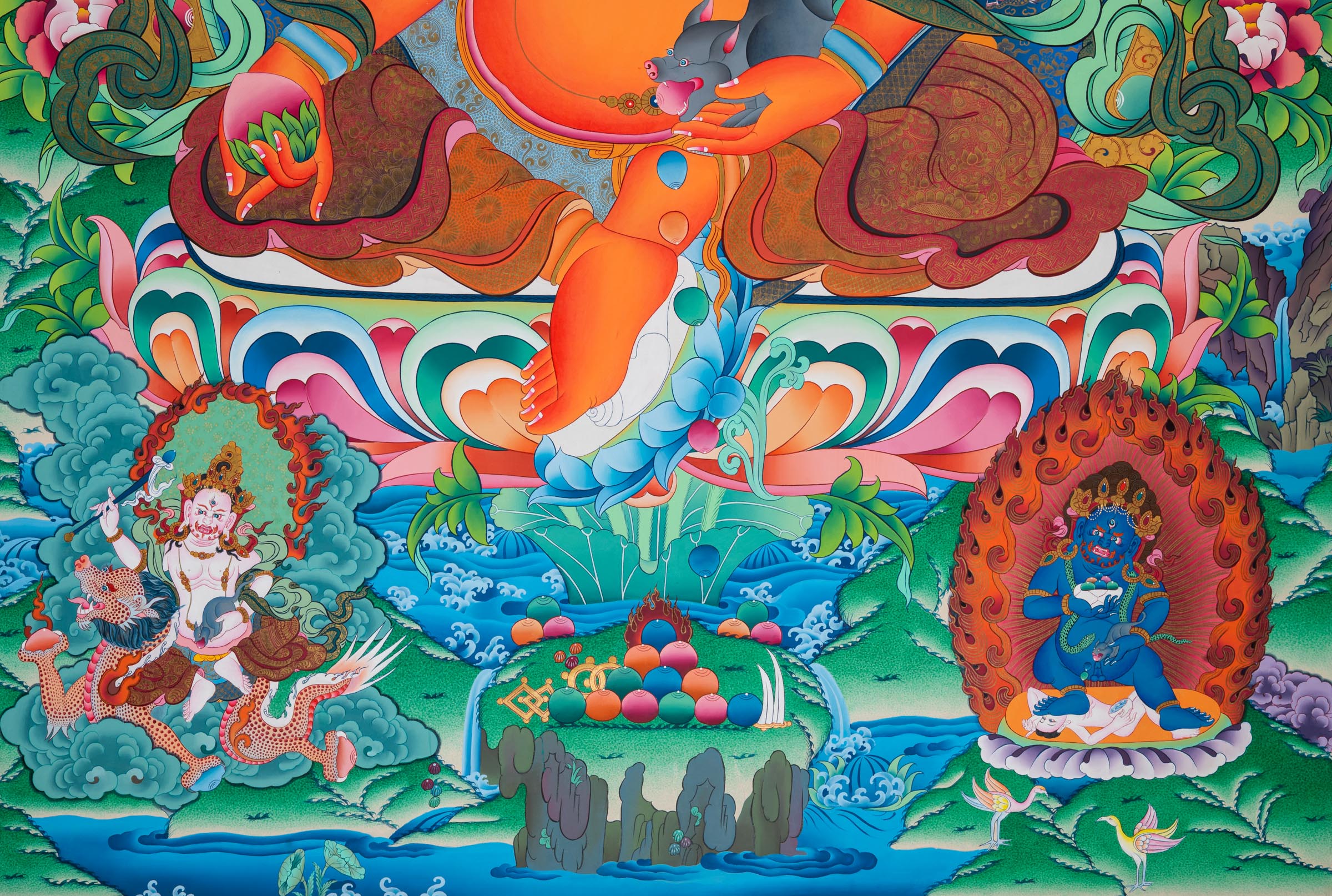 Pancha Jambhala Thangka - Handpainted Tibetan Art