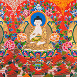 Five Dhyani Buddhas Thangka - Sacred Tibetan Painting