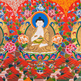 Five Dhyani Buddhas Thangka - Sacred Tibetan Painting