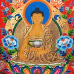 Five Dhyani Buddhas Thangka - Sacred Tibetan Painting
