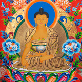 Five Dhyani Buddhas Thangka - Sacred Tibetan Painting