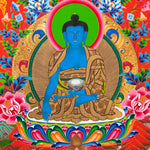 Five Dhyani Buddhas Thangka - Sacred Tibetan Painting