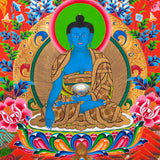 Five Dhyani Buddhas Thangka - Sacred Tibetan Painting