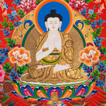 Five Dhyani Buddhas Thangka - Sacred Tibetan Painting