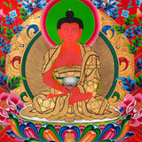 Five Dhyani Buddhas Thangka - Sacred Tibetan Painting