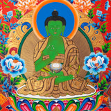 Five Dhyani Buddhas Thangka - Sacred Tibetan Painting