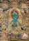 green tara thangka with lotus throne and gold detailing