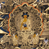 buddha life story black gold thangka art
