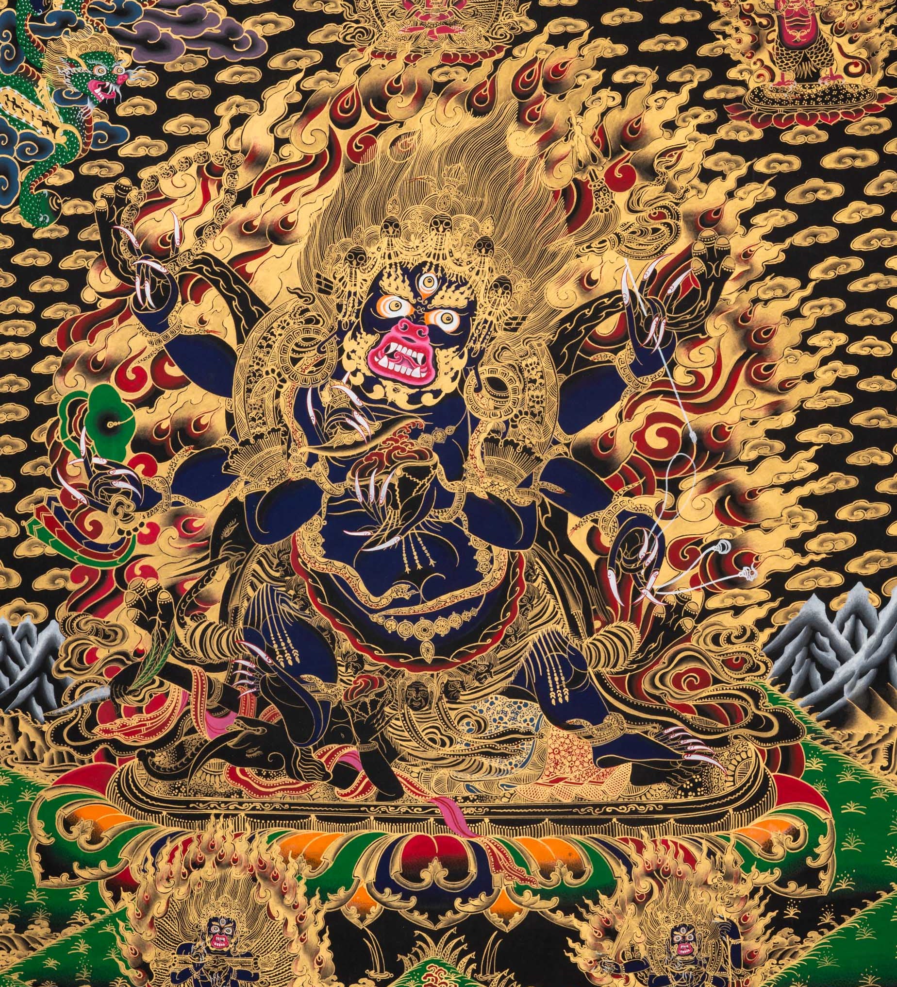 Mahakala Protector Thangka - Handpainted Tibetan Painting