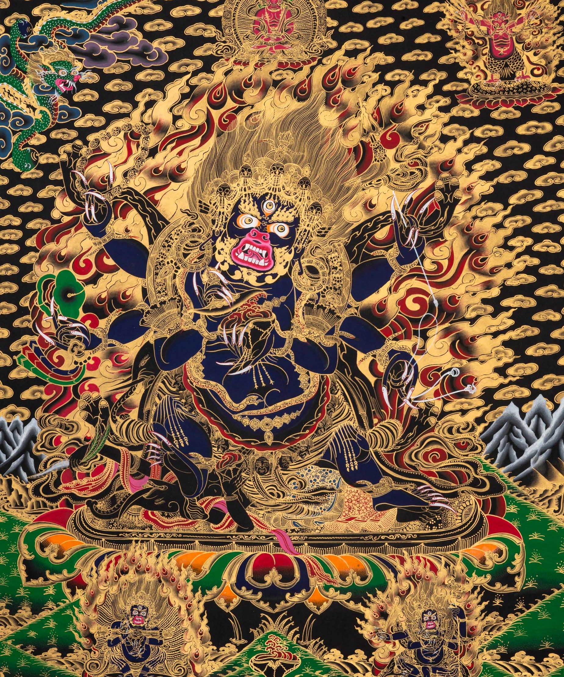 Mahakala Protector Thangka - Handpainted Tibetan Painting