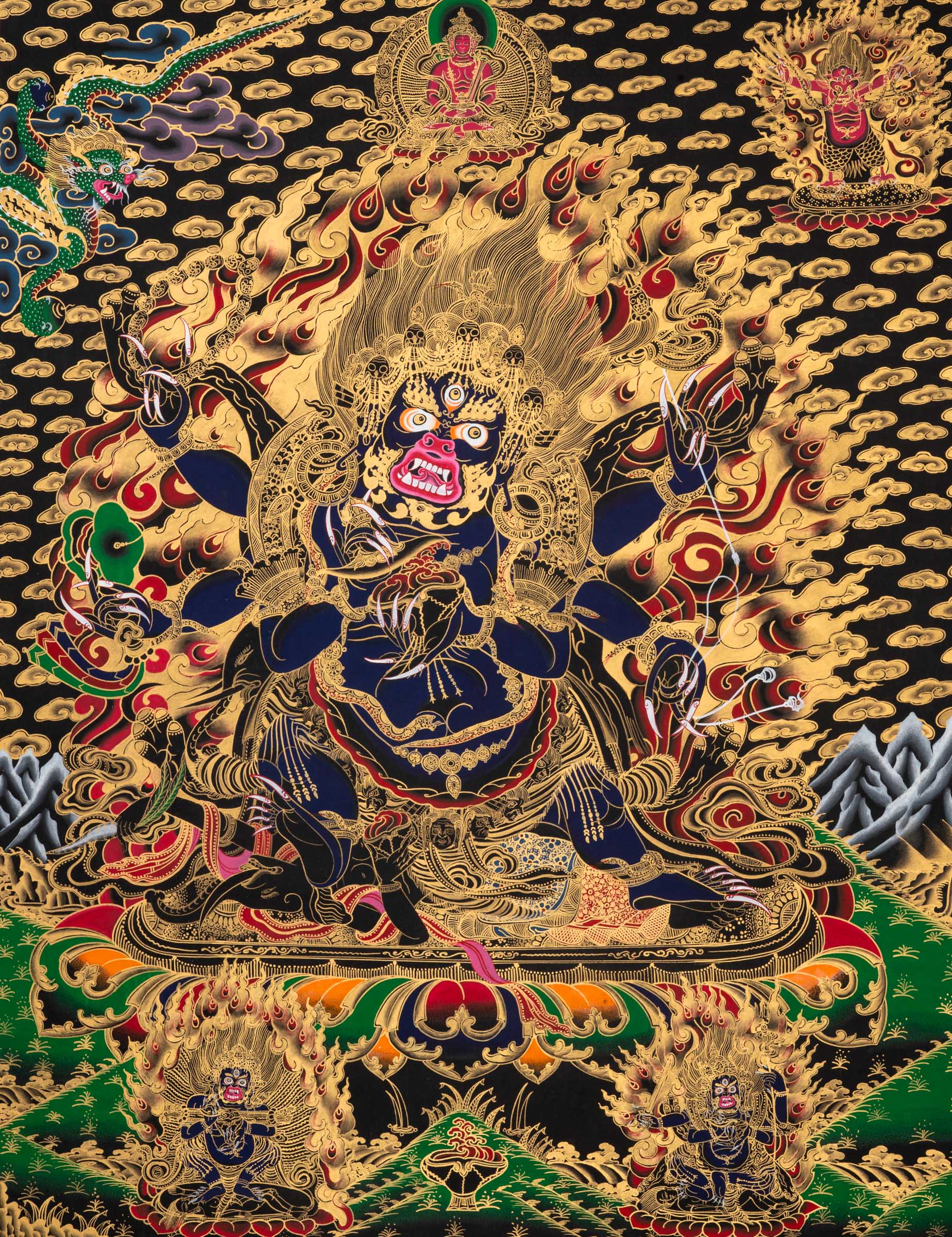 Mahakala Protector Thangka - Handpainted Tibetan Painting