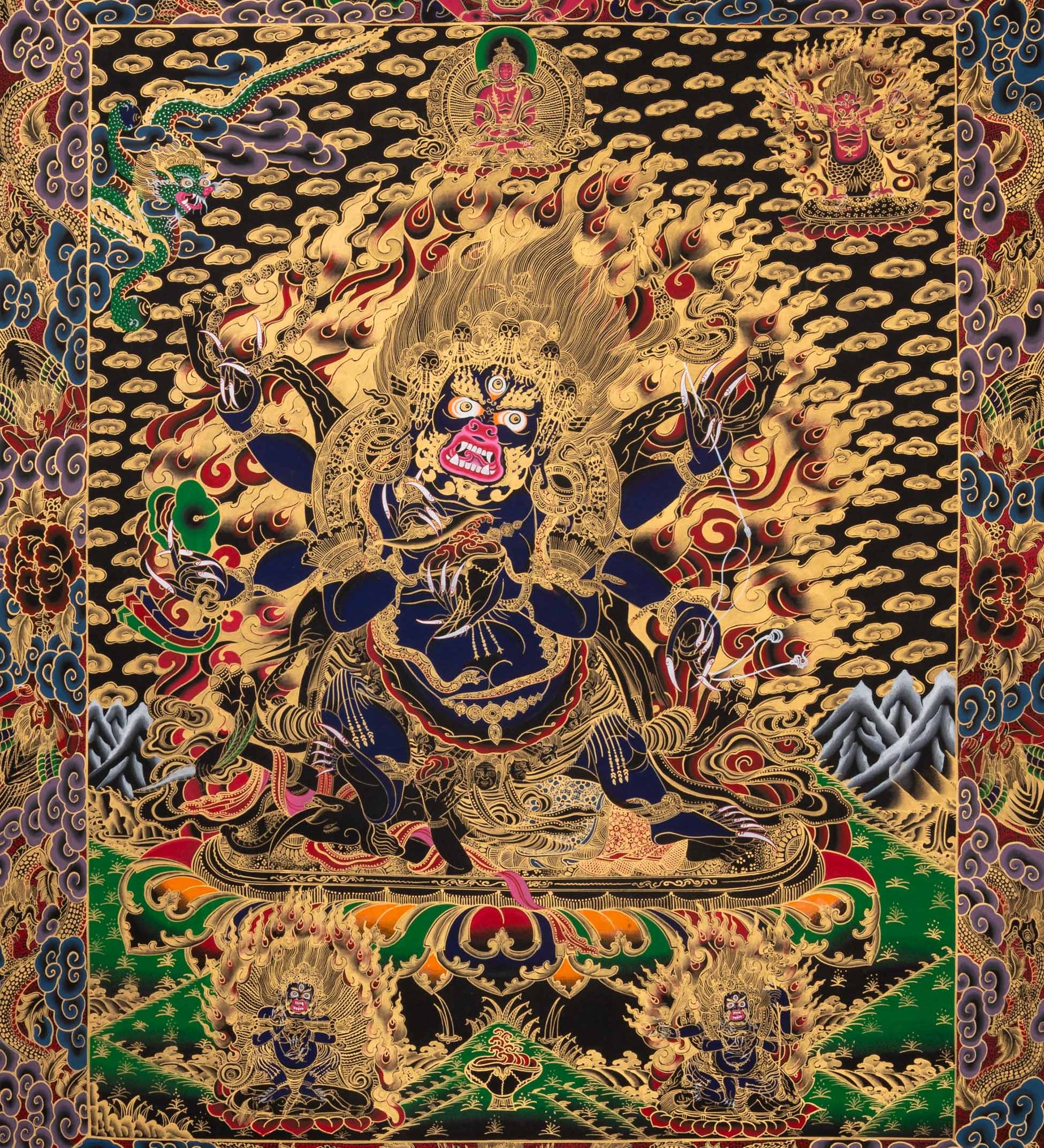 Mahakala Protector Thangka - Handpainted Tibetan Painting