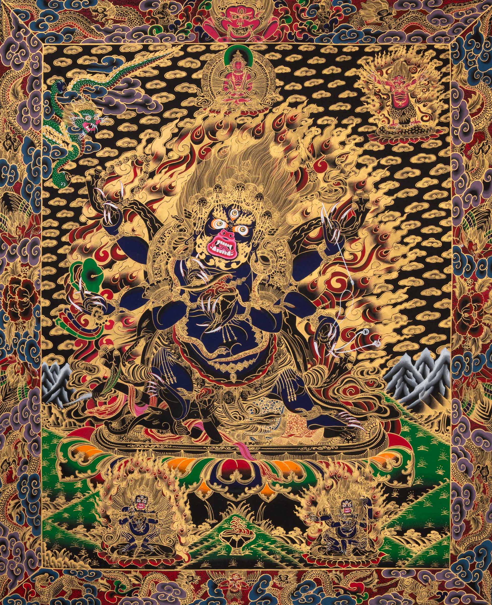 Mahakala Protector Thangka - Handpainted Tibetan Painting