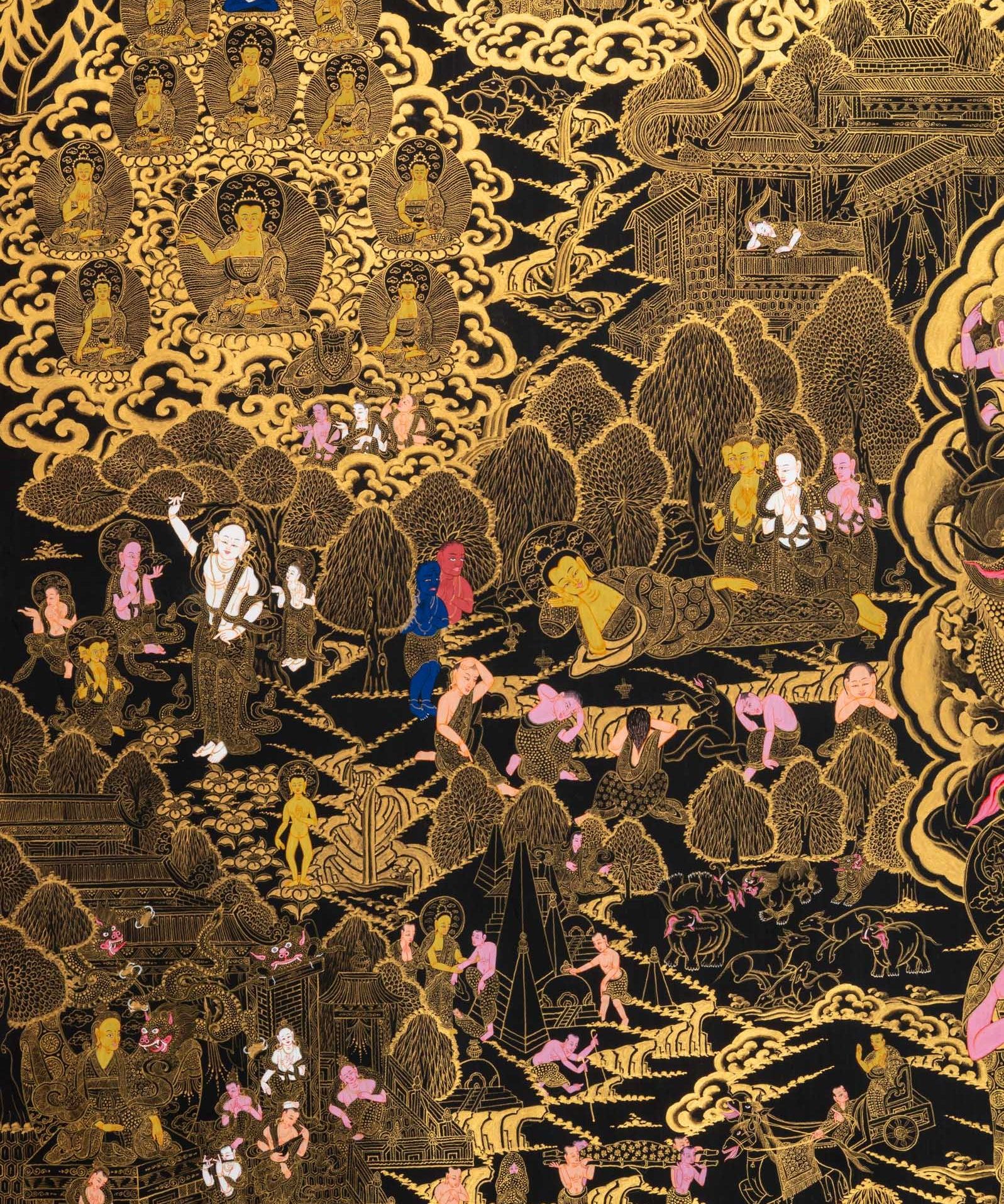 Life of Siddhartha Gautama Thangka - Buddha