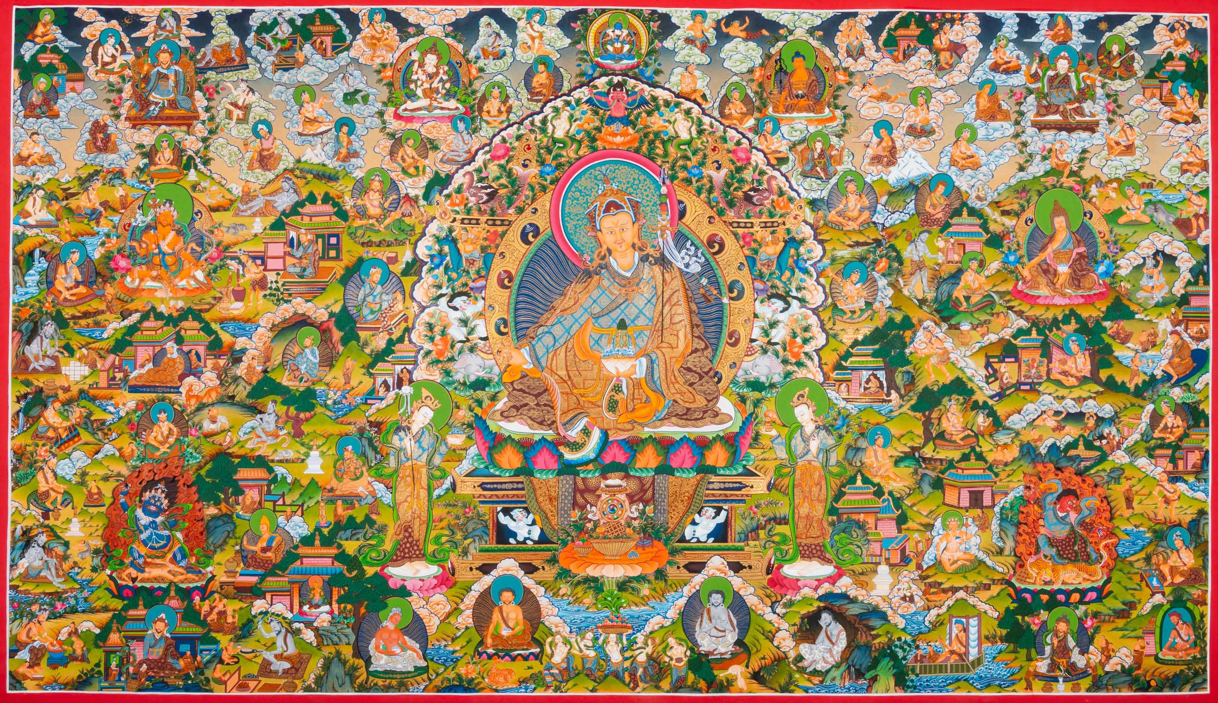 Guru Rinpoche Thangka Painting - Tibetan Handpainted Art