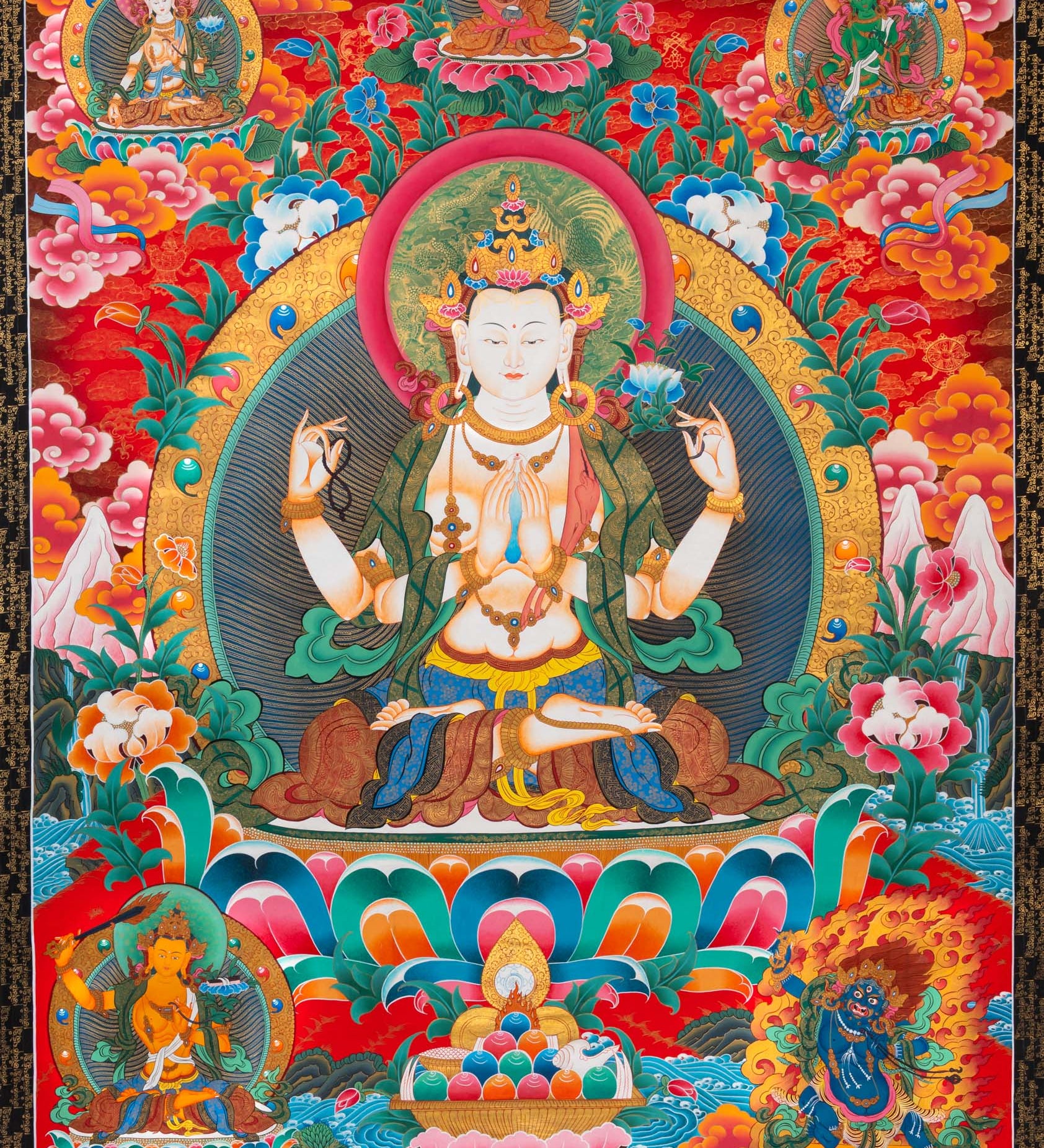 Chenrezig Thangka Painting - Tibetan Art