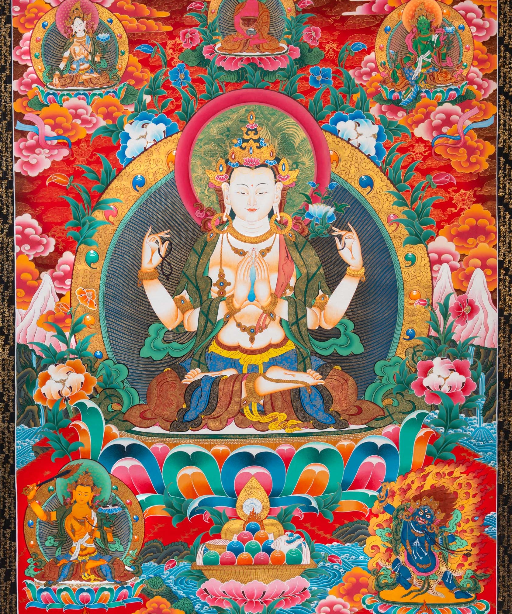 Chenrezig Thangka Painting - Tibetan Art
