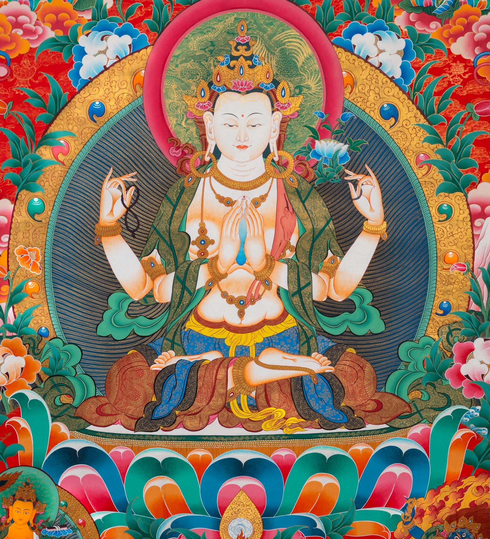 Chenrezig Thangka Painting - Tibetan Art