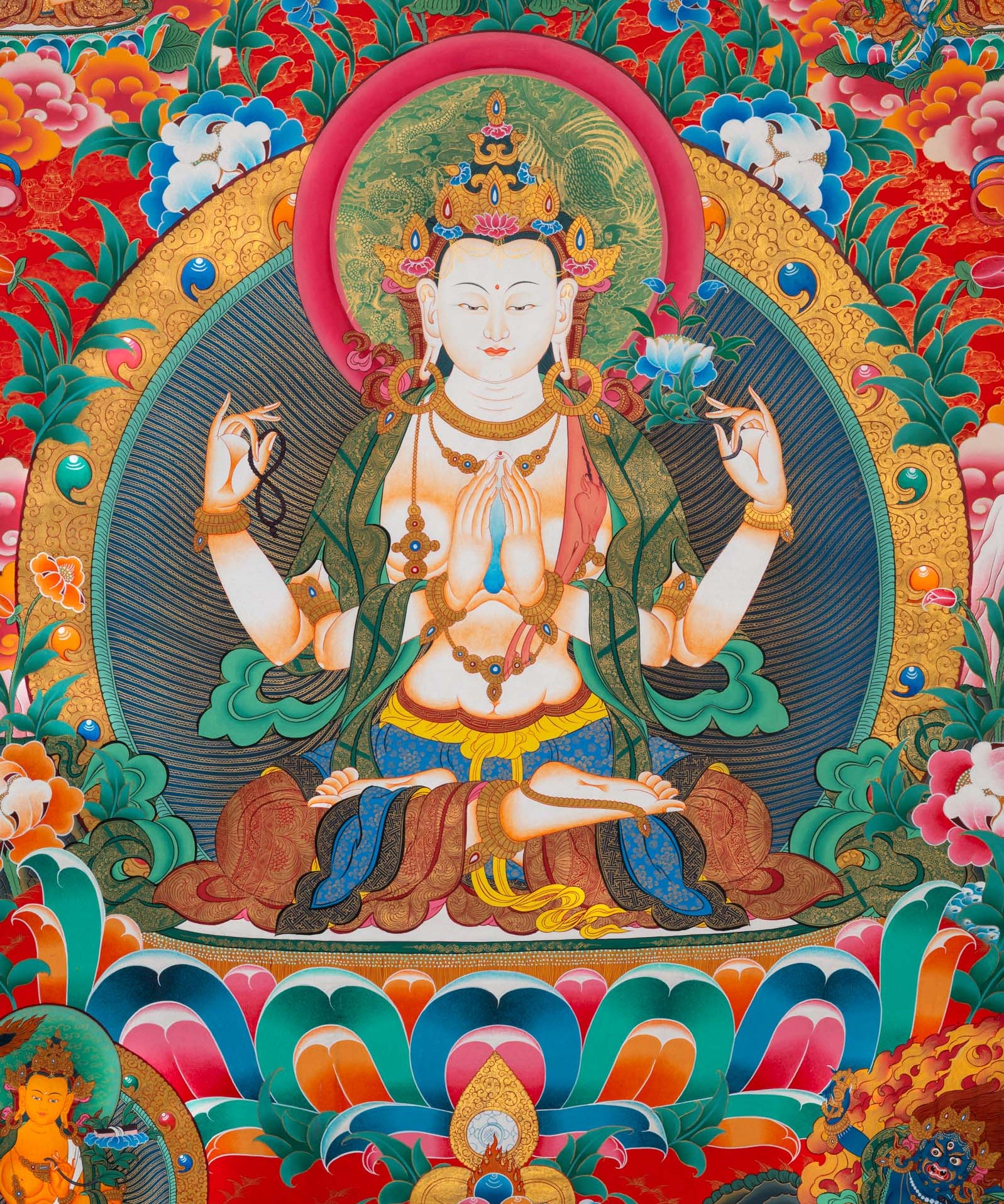Chenrezig Thangka Painting - Tibetan Art