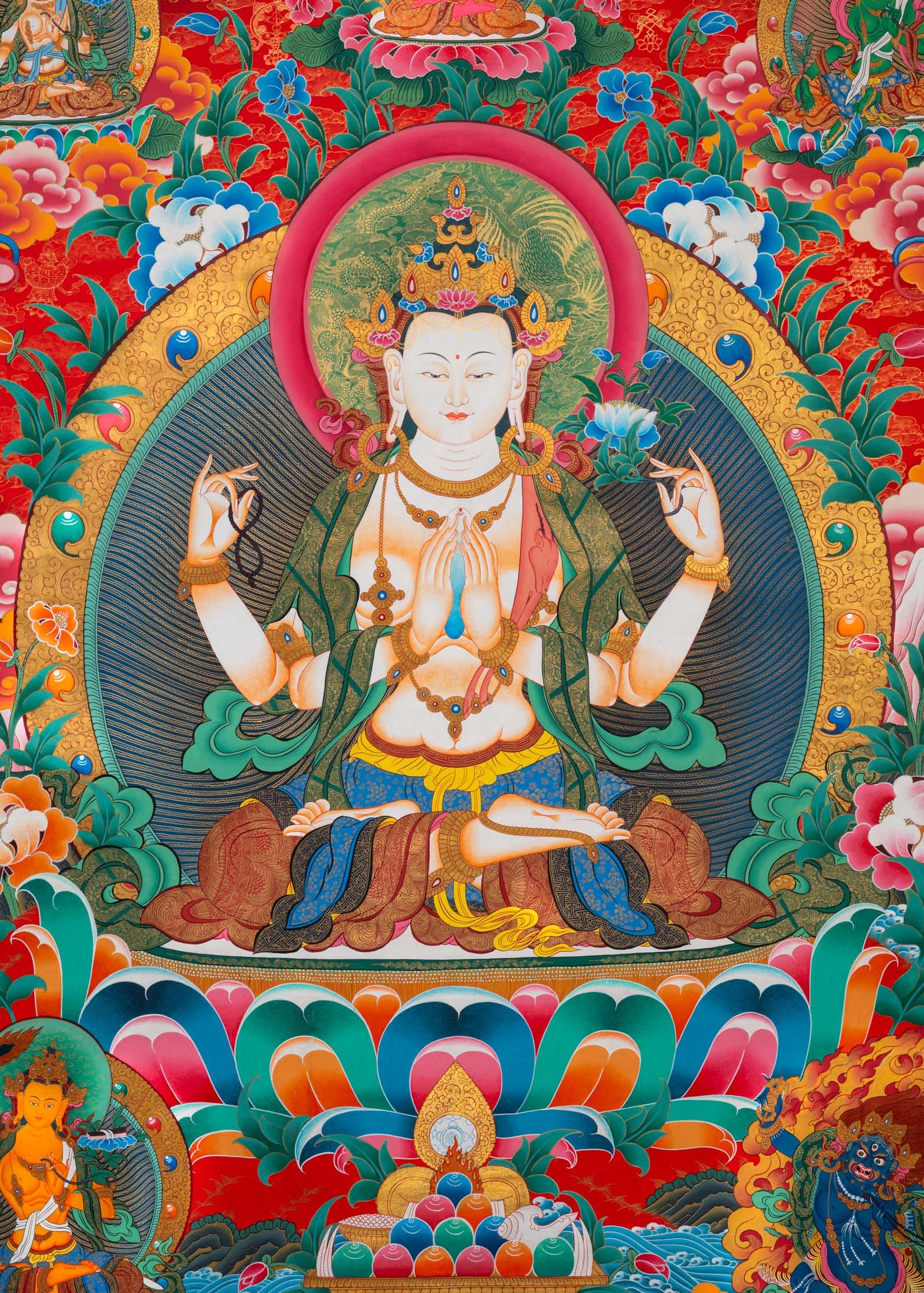 Chenrezig Thangka Painting - Tibetan Art