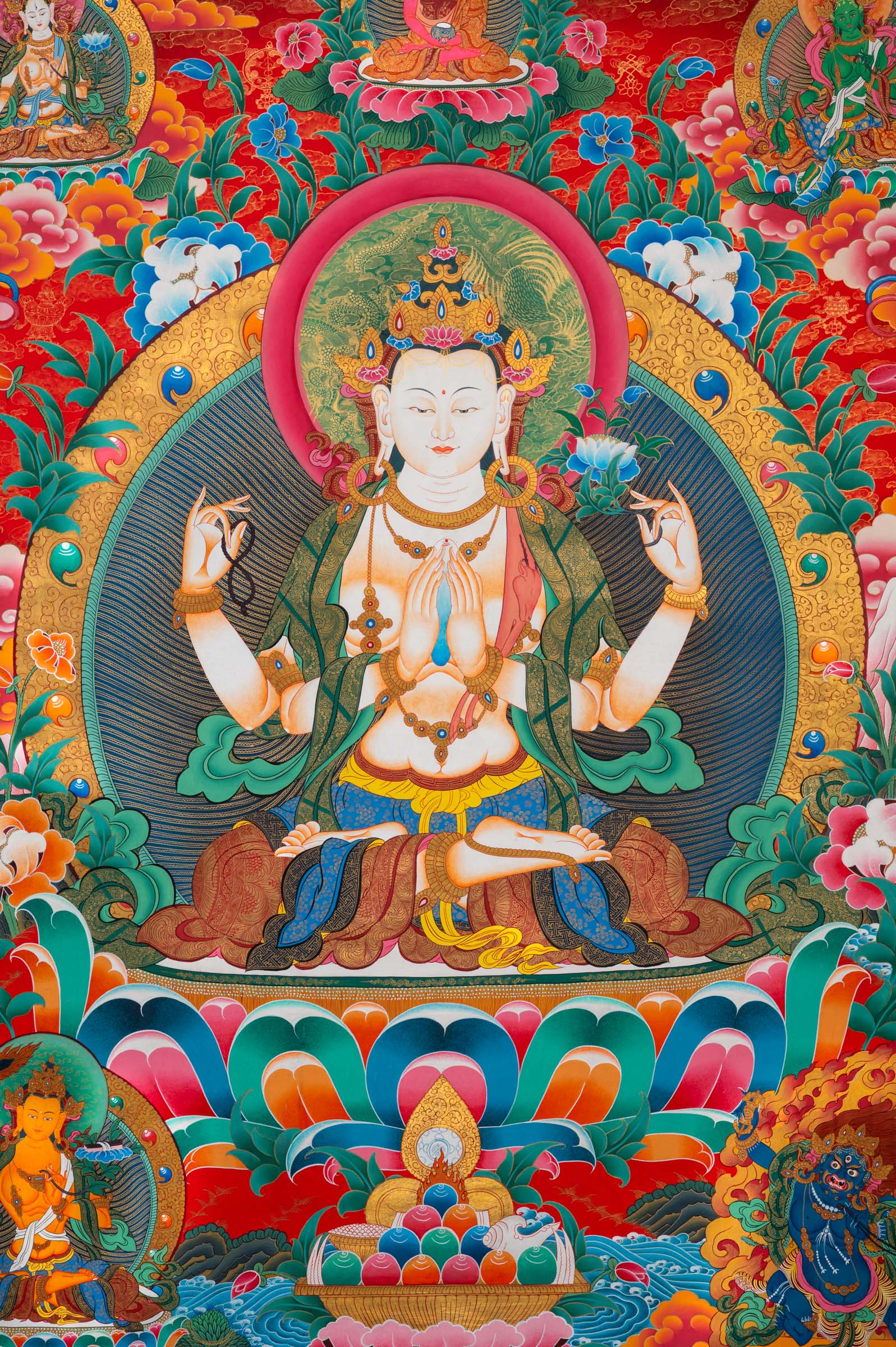 Chenrezig Thangka Painting - Tibetan Art