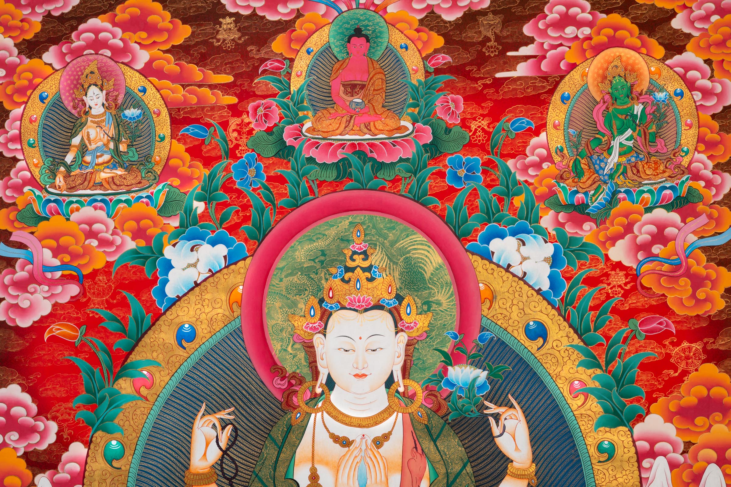 Chenrezig Thangka Painting - Tibetan Art